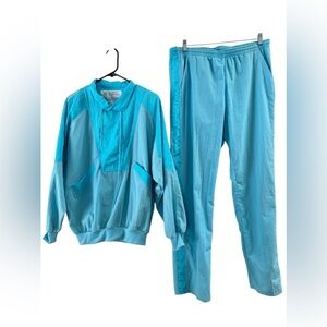 Vintage blue track suit jacket and pant set